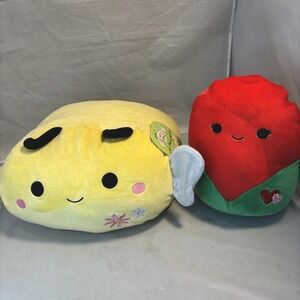 Squishmallows Valentines Set 8" Sunny The Bee & Walsh The Rose NEW